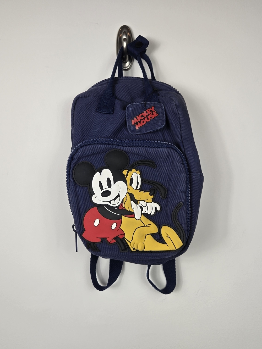 Zara Disney Baby Mickey Mouse Pluto Mini Backpack Navy Blue Kids Bag 10x8x4
